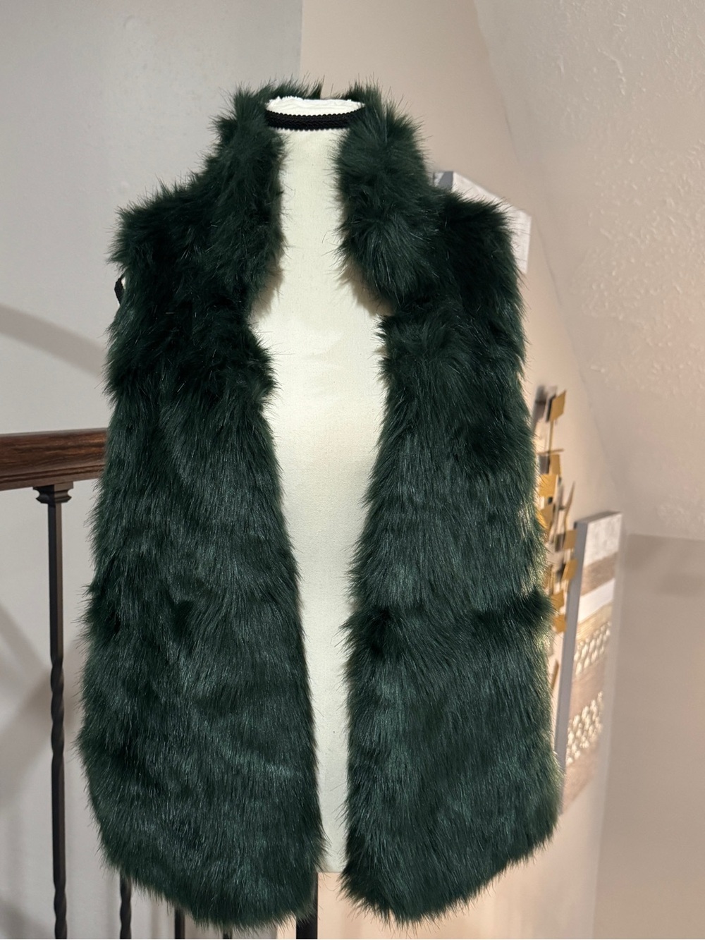 Gibson Latimer Deep Green Faux Fur Vest